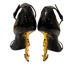 Black Designer Heels with Gold Accents